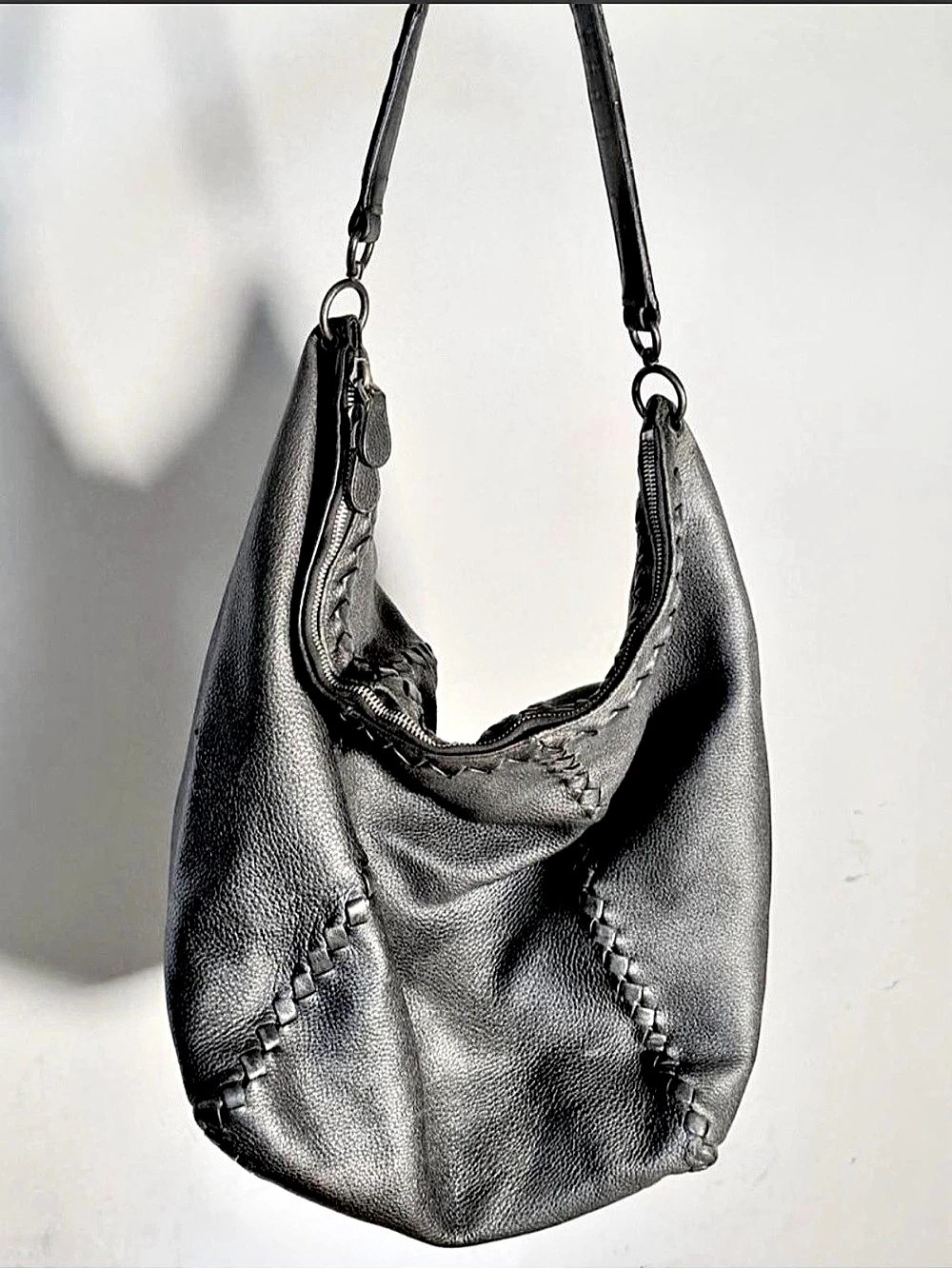 S/S 2009 Vintage Bottega Veneta Nero Cervo Leather Loop Hobo Tote Bag - Picture 3 of 7
